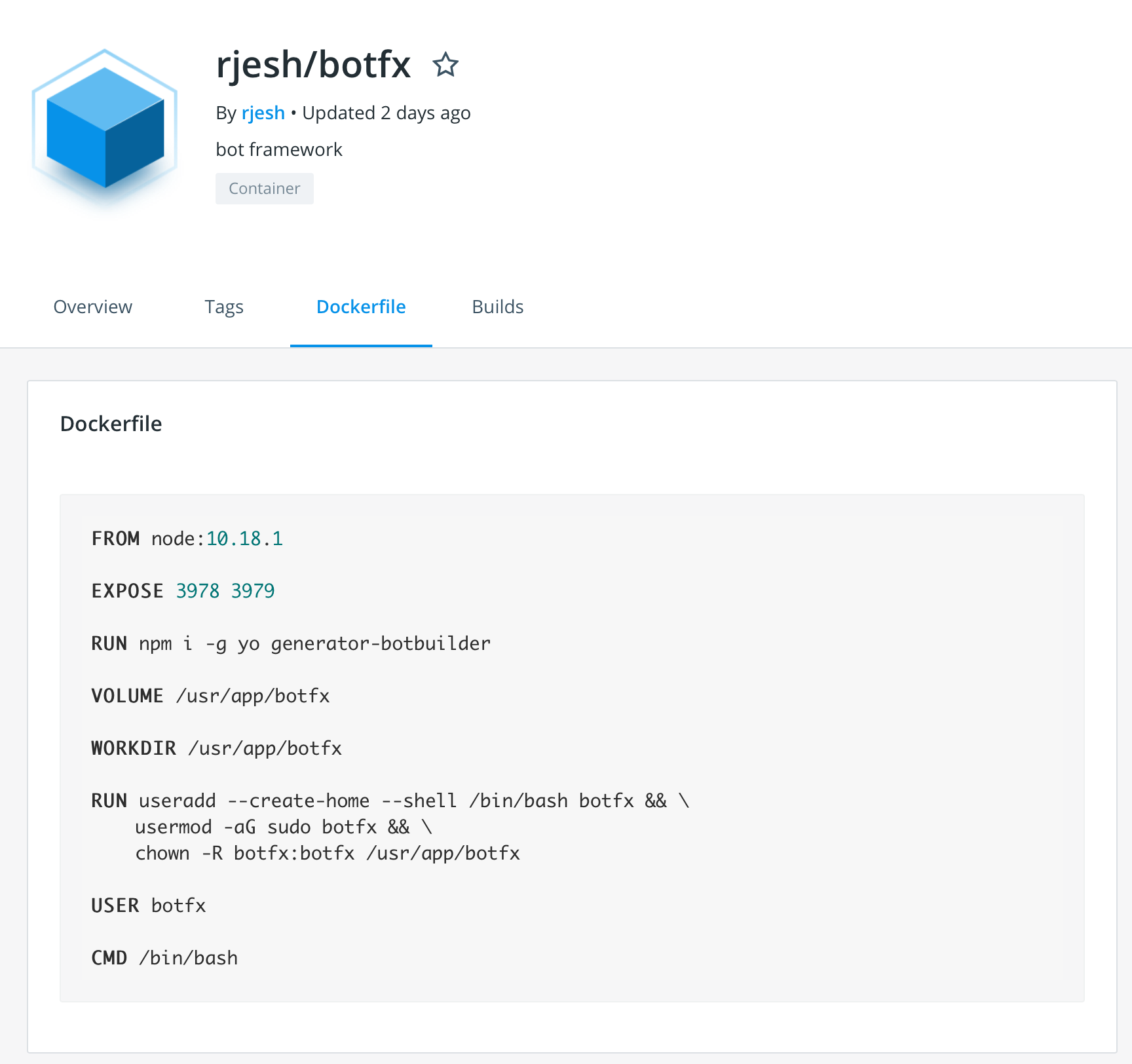 botbuilder for Docker