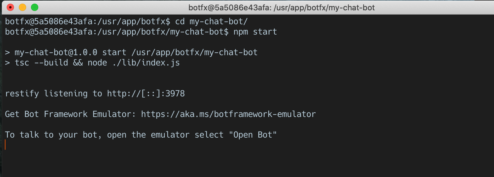 Chat running in Docker container